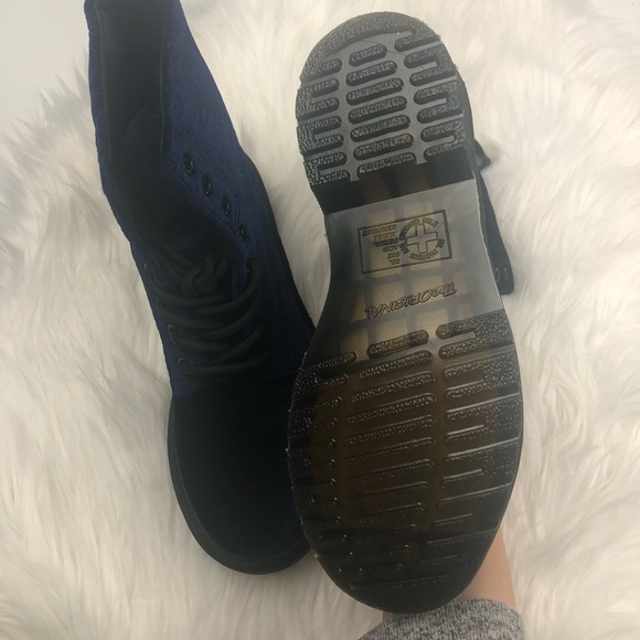 New Dr. Martens Blue Velvet Brocade Boots - Picture 5 of 5